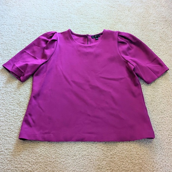 J. Crew Tops - JCrew Short Sleeve Blouse Keyhole Back Large EUC Magenta